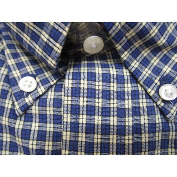 Mens Saddlebred Easy Care Navy Yellow Windowpane Mini Check XXL Shirt New - Picture 10 of 12